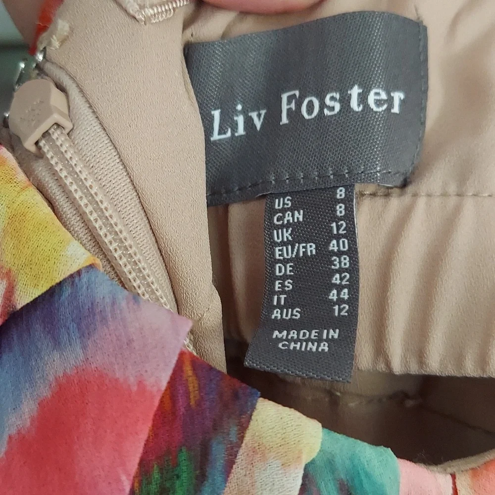 Liv Foster "BROOKE" Dress, Size 8, Strapless, Coral Multi, Chiffon, Lined, NEW! - Picture 3 of 15